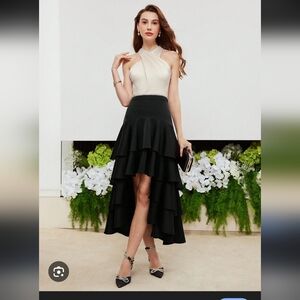 Chic Black High-Low Layered Skirt